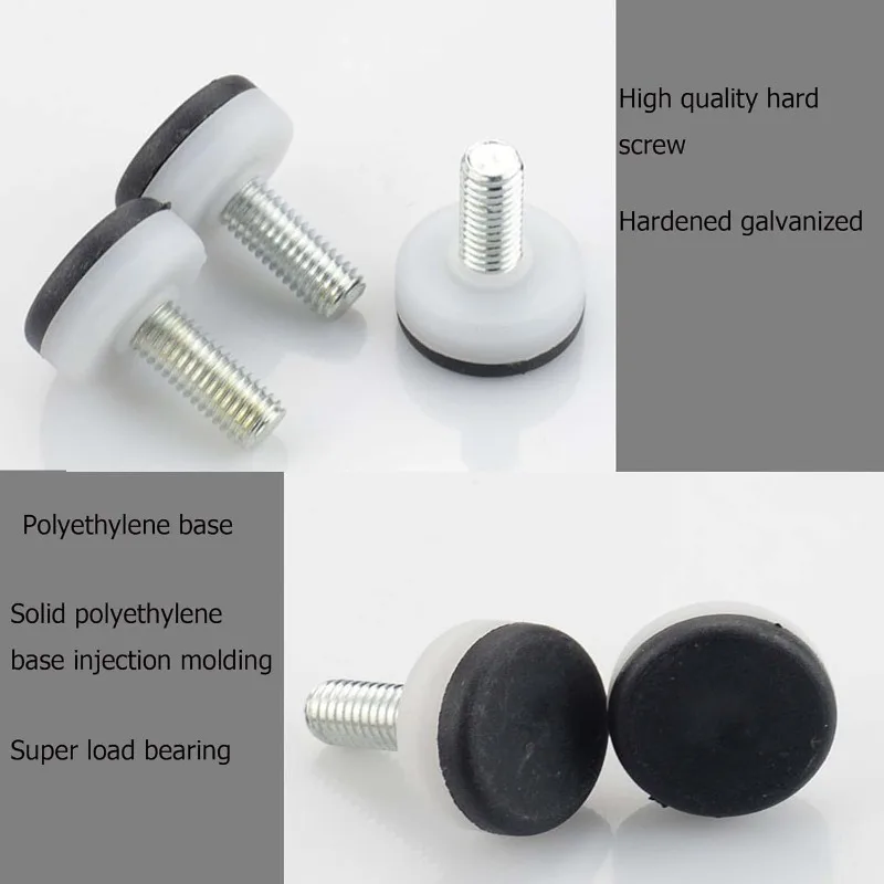 Table Leg Screws 12 PCS M10*20MM Screw On Furniture Glide Leveling Foot Heavy Duty Furniture Levelers for Tables Chairs Cabinets