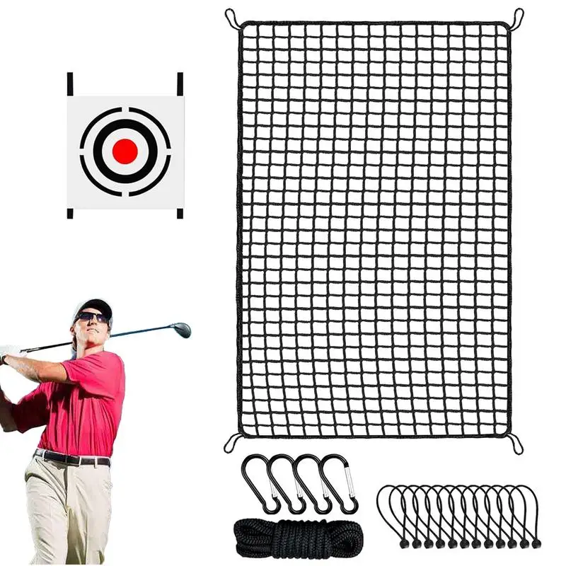 

Golf Practice Net Heavy Duty Ball Swing Training Simulator Golf Sports Barrier Nets with Target Cloth for Backyard Outdoor