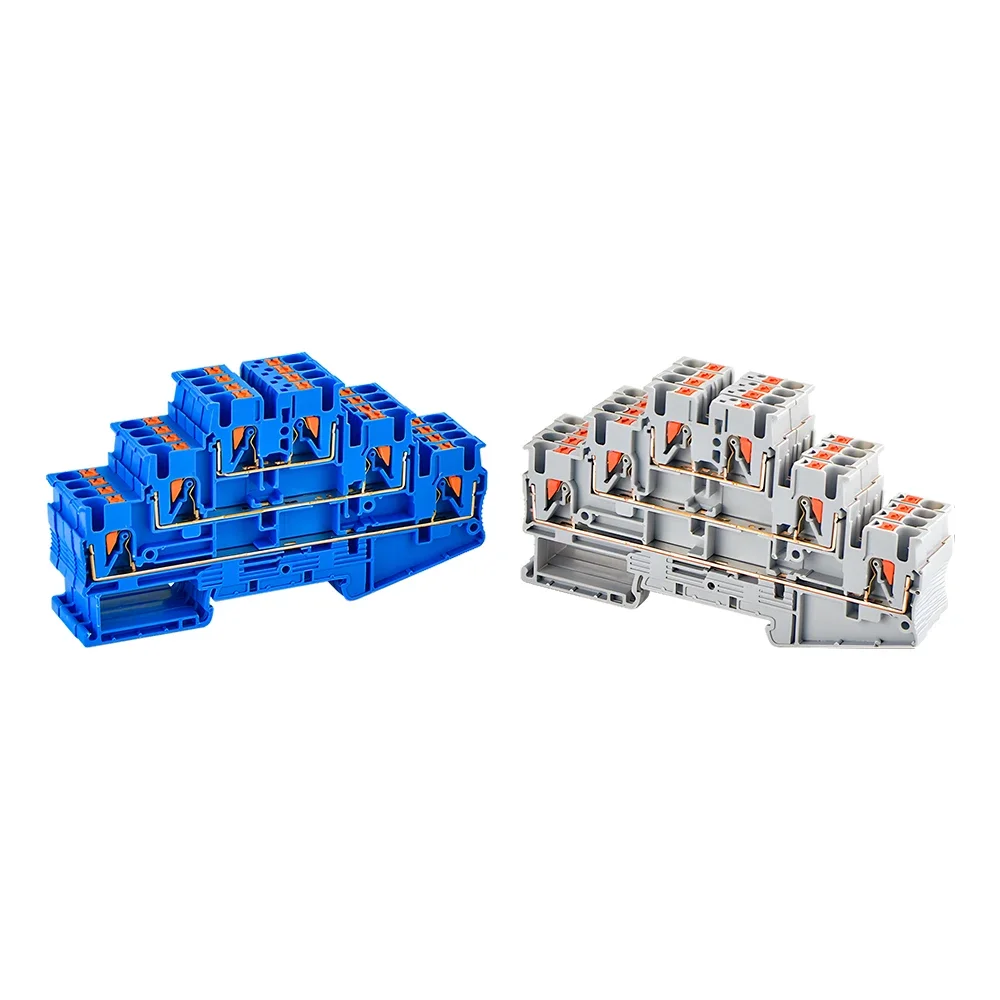 

PT2.5-3L Din Rail Terminal Block Electrical Connector Triple Layer Spring Wiring Connection Wire Conductor Terminal Block 10pcs