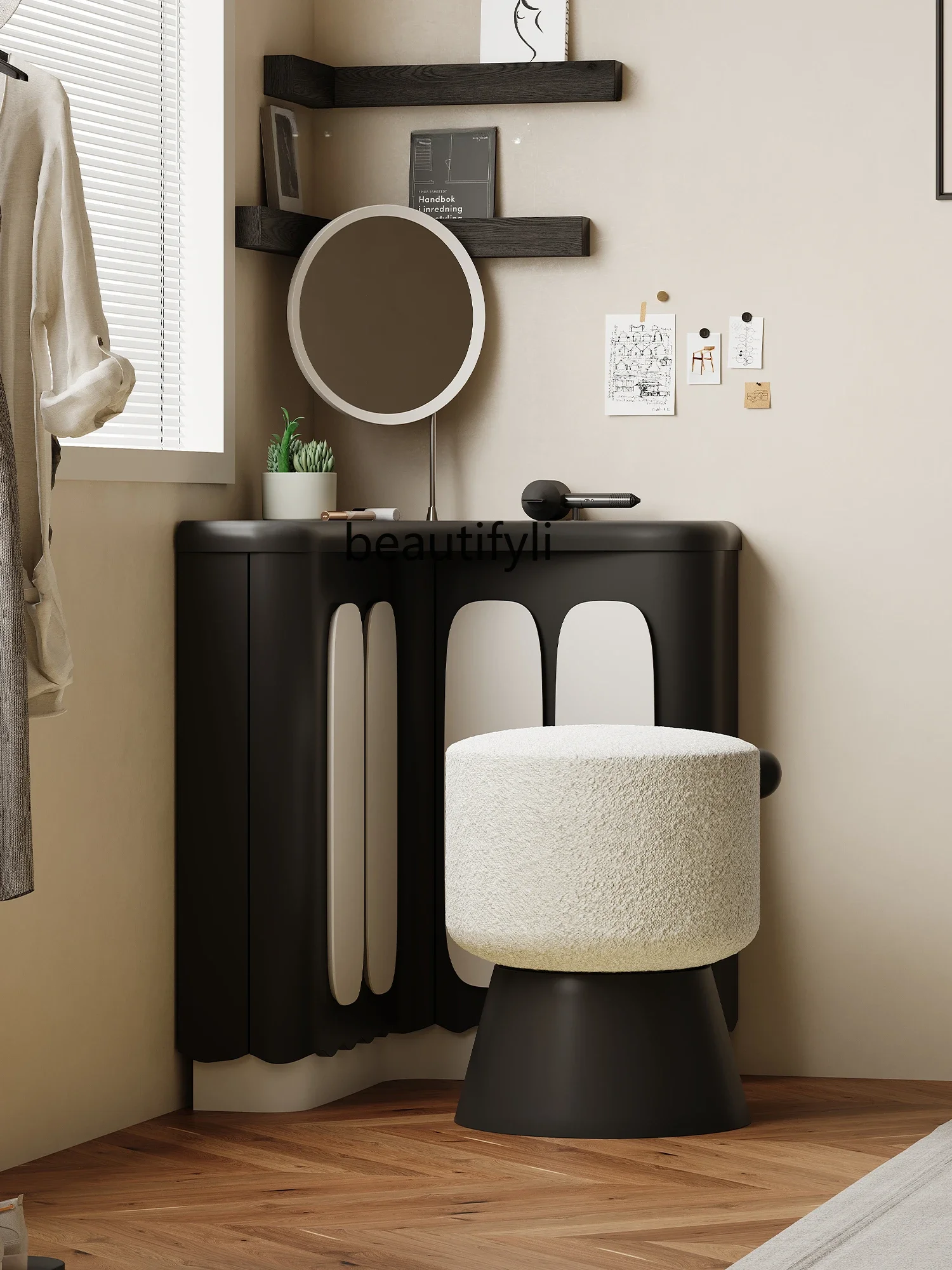 

xzFrench Retro Corner Dresser Bedroom High Sense Corner Makeup Table Designer Small Corner Dresser Furniture Living Room