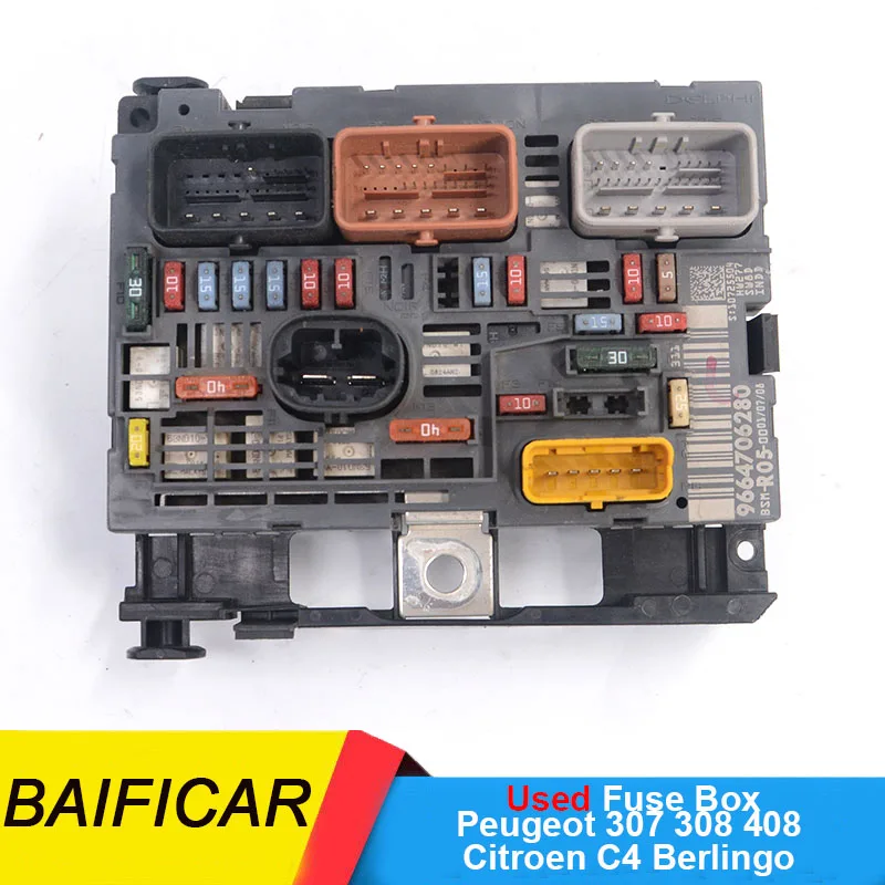 Baificar Used Genuine Bonnet Fuse Box Unit Controller BSM R05 9666700480 9664706280 For Peugeot 307 308 408 Citroen C4 Berlingo