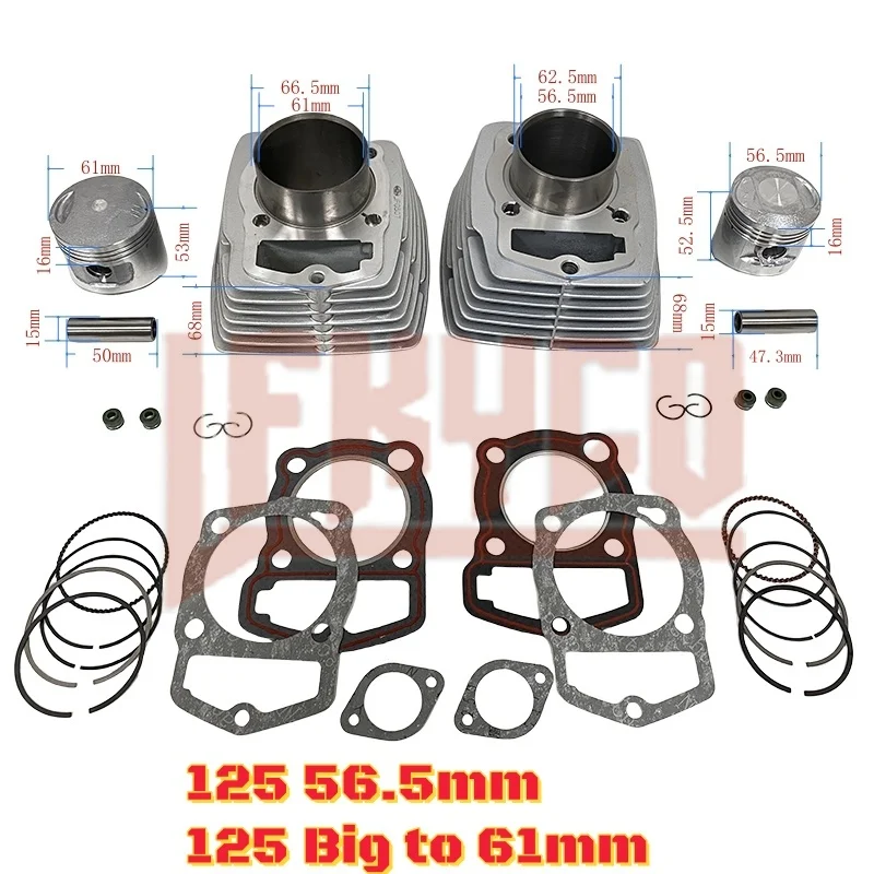 

Motorcycle 56.5mm/61mm Bore Cylinder Kit Motor for Honda CB125S CL125S XL125 SL125 CB CL XL SL 125 125S 1976-1985 Motoblock Part