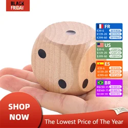 40mm Large Wooden Dice Dot Square Round Corner 6 Sided Family Gathering Bar Club Party Kids Toys Board Games Dice Miniatures