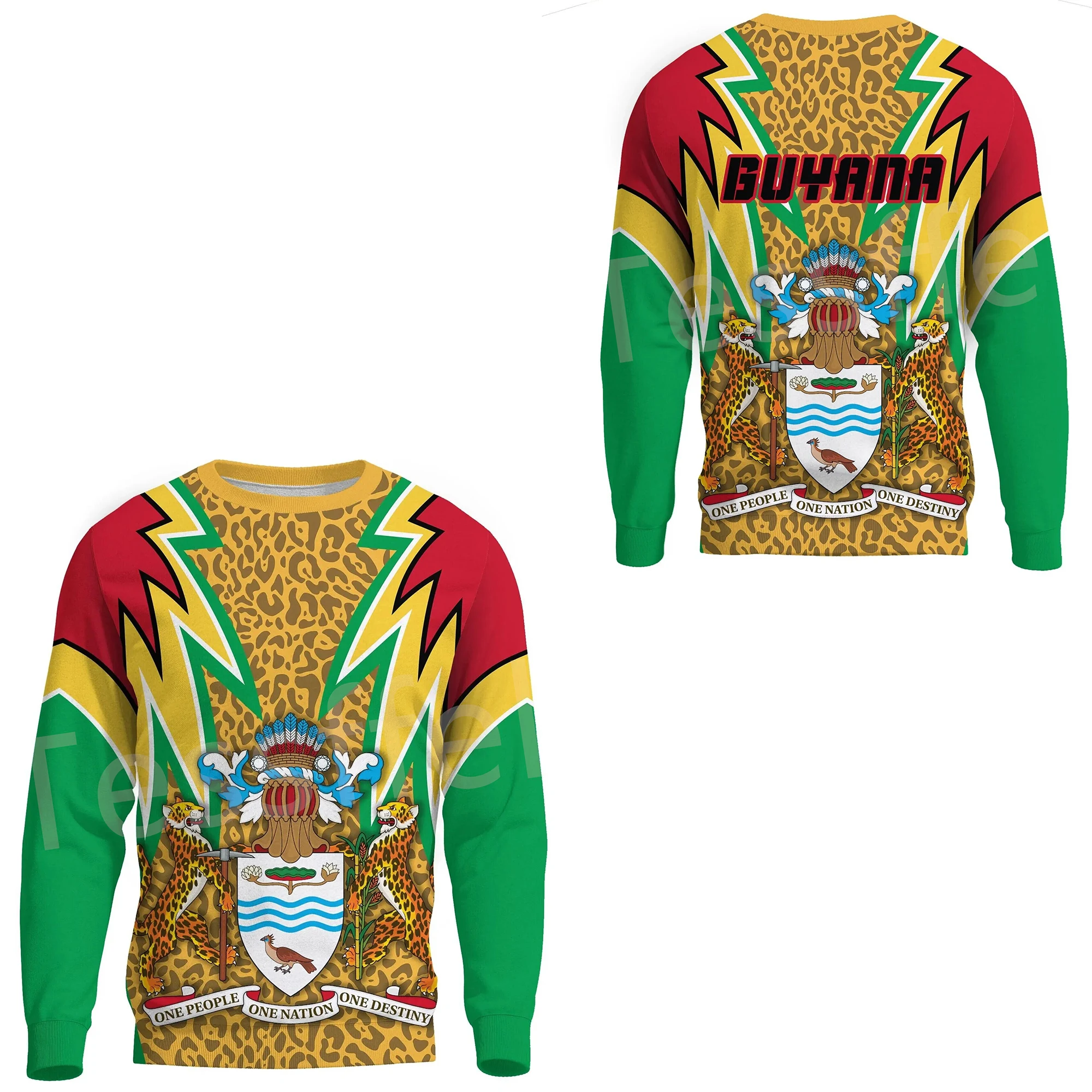 Tessffel South America County Guyana Flag Tribe Tattoo Retro Tracksuit 3DPrint Men/Women Pullover Casual Funny Jacket Hoodies A3