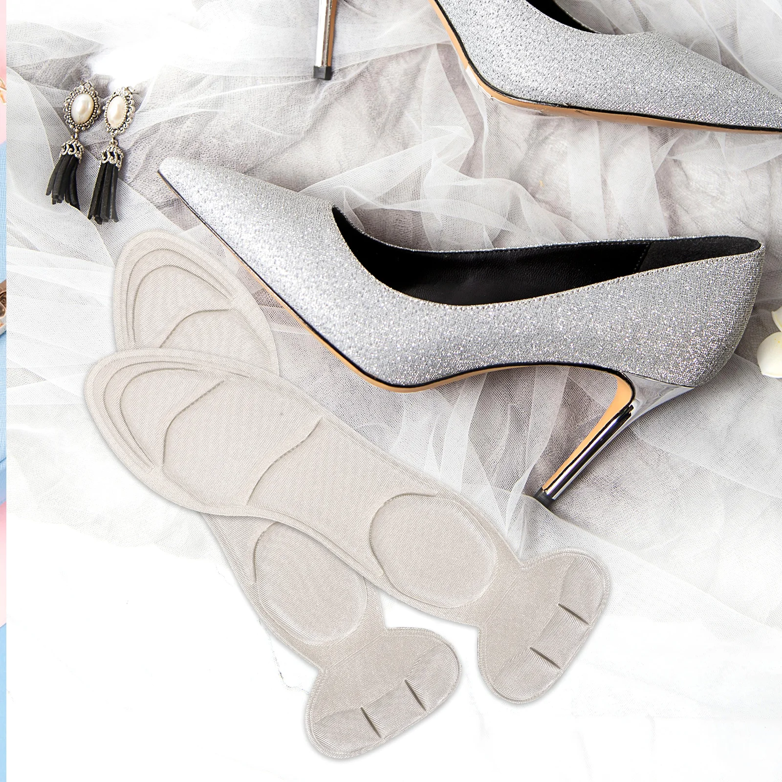 

1Pair Anti-Slip Massage Back Heel Pads Self Adhesive Sponge Cushion for High Heels Blisters Relief Insole Apricot