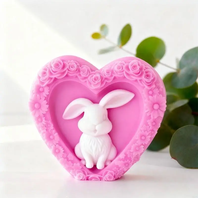 

H8WB Rabbit Heart Shaped Silicone Mold Multpurpose Silicone Mould Baking Tool