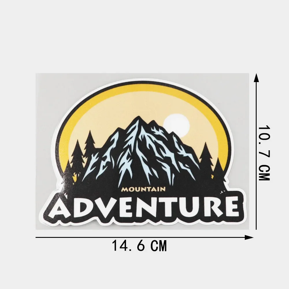 

Декорирование бутика-Горные Приключения Кемпинг графика автомобиль полиэтилен ПВХ наклейка, 14,6 см x 10,7 см, покрытые царапинами