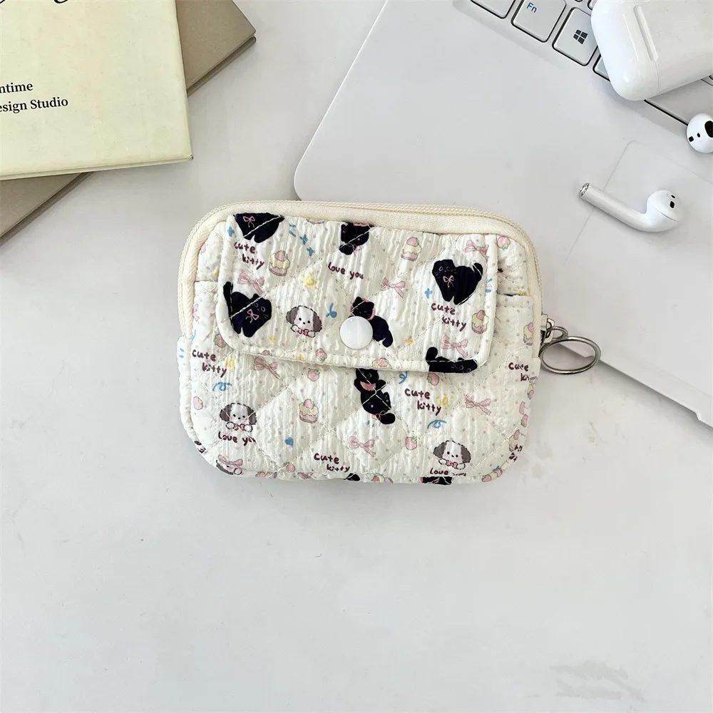 

Cartoon Printing Mini Canvas Coin Purse Multifuctional Jewelry Packing Bag Small Lipstick Bag Korean Style Card Holder