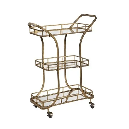 Highest Quality Kitchen Trolley Customized Size And Shape 3 Tier Metal Serving Trolley With Wheels From India