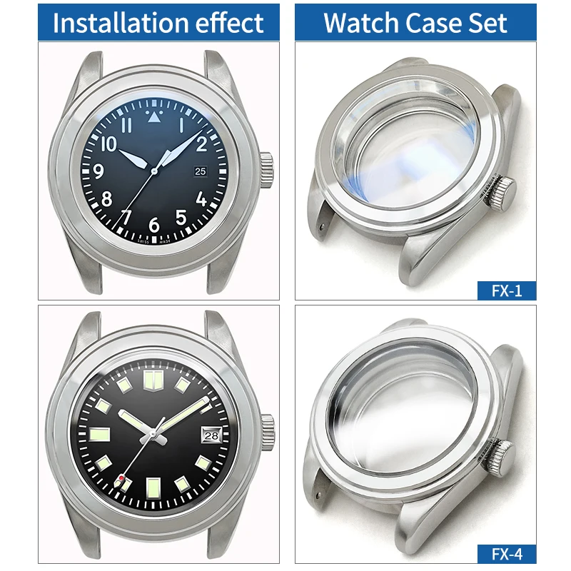 Pilot Watch Case Polished Steel Finish Silver For SKX SKX007 NH35