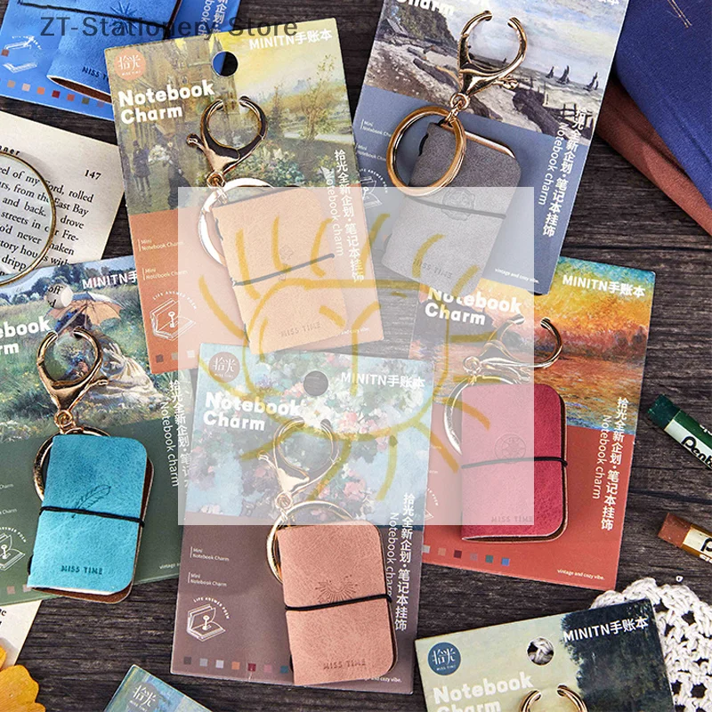 

1pc PU Keychain Soft Leather Mini Portable Diary Backpack Charm Notebook Literary Style Storage Accessory