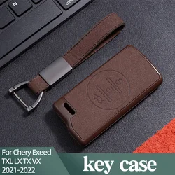 Genuine Leather Car Key Cover Keychain Case For Chery Exeed TXL LX TX VX 2021-2025 Remote Holder Protective Accessories