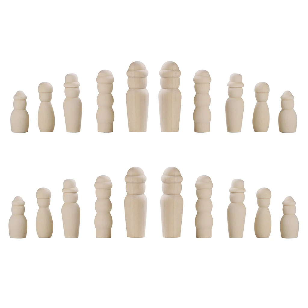 

20 Pieces Unfinished Wood Blank People Large Family Peg Dolls Baby Toys