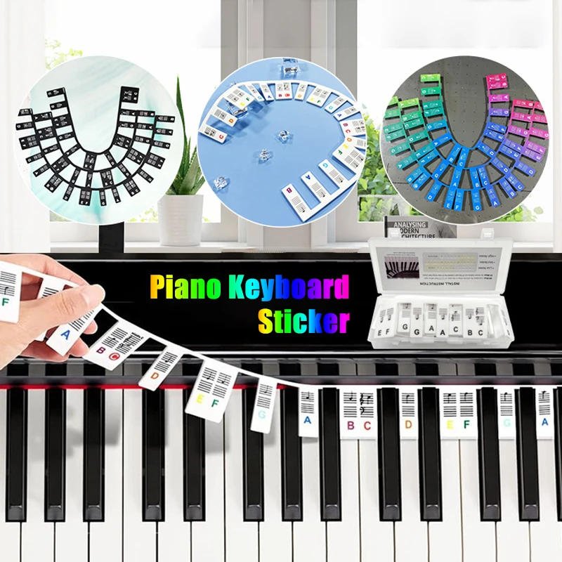 Silicone Piano Keys Stickers Keyboard Phonetic Stickers Children's Adult Beginners Piano Notes Labels 88/61 Keys Stickers