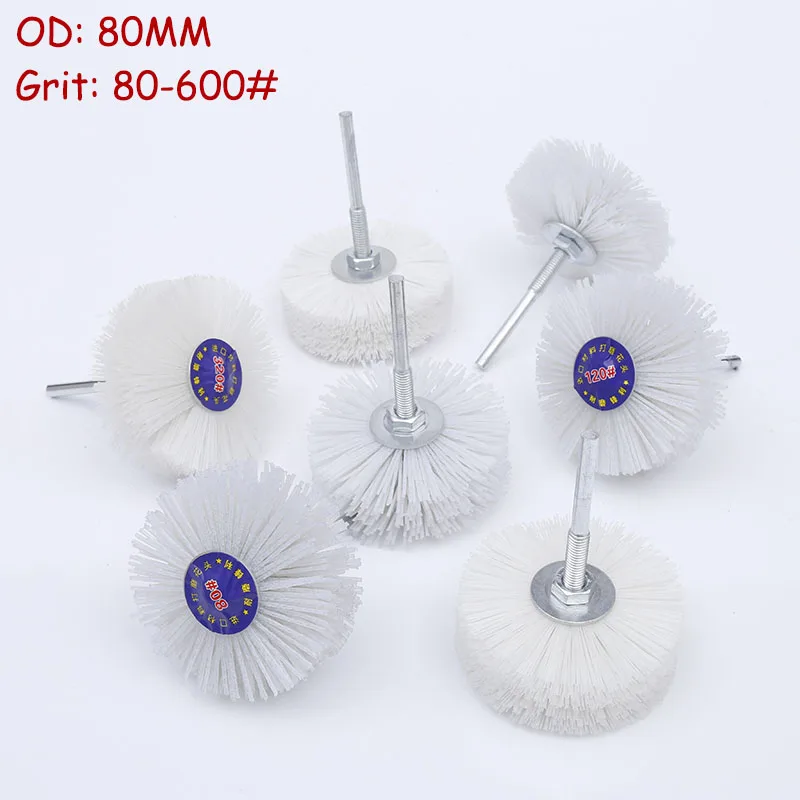 

1pcs White 80mm Abrasive Nylon Wheel Brush Deburring Metal Wire Brush Grinding Wheel Wood Furniture Polishing Tools 80-600Grits