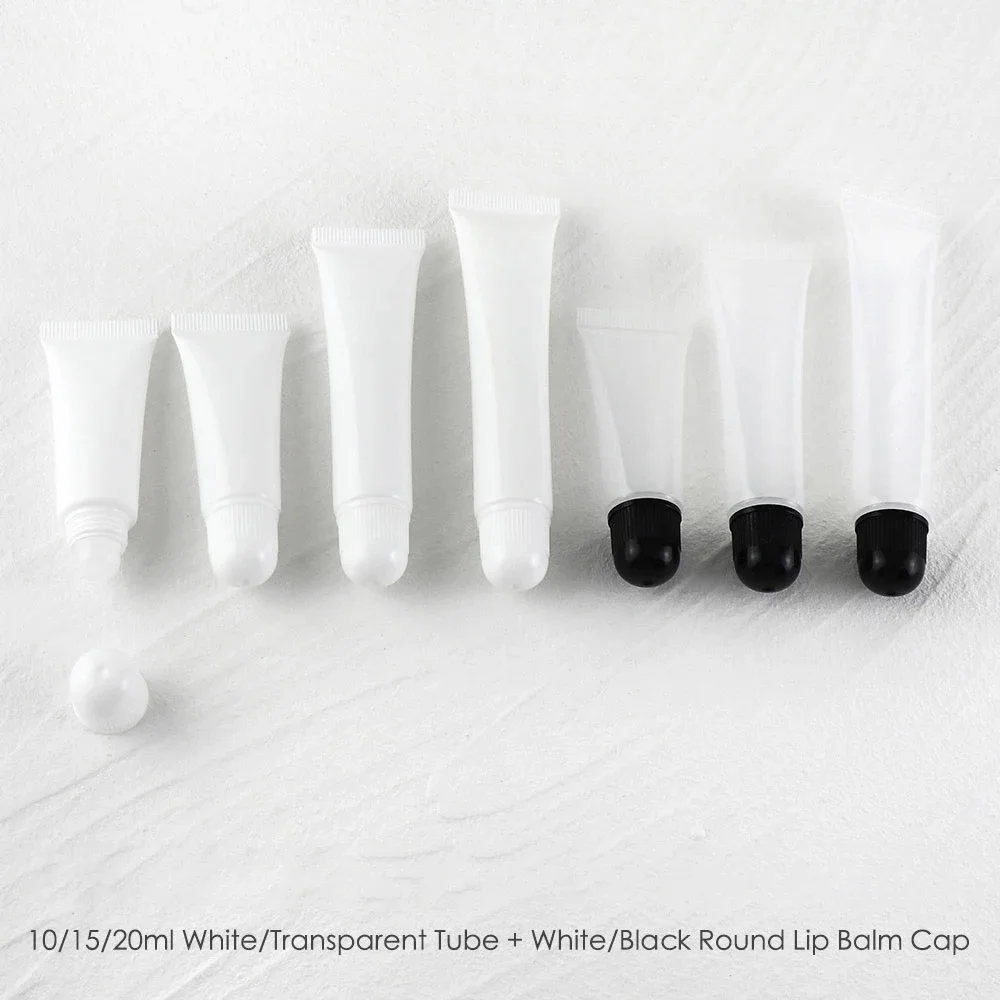 

10g 15g 20g Refillable Lipstick Bottle 10ml 15ml 20ml Lip Gloss Lip-balm Empty Container Squeeze Soft Tube White Pink Black