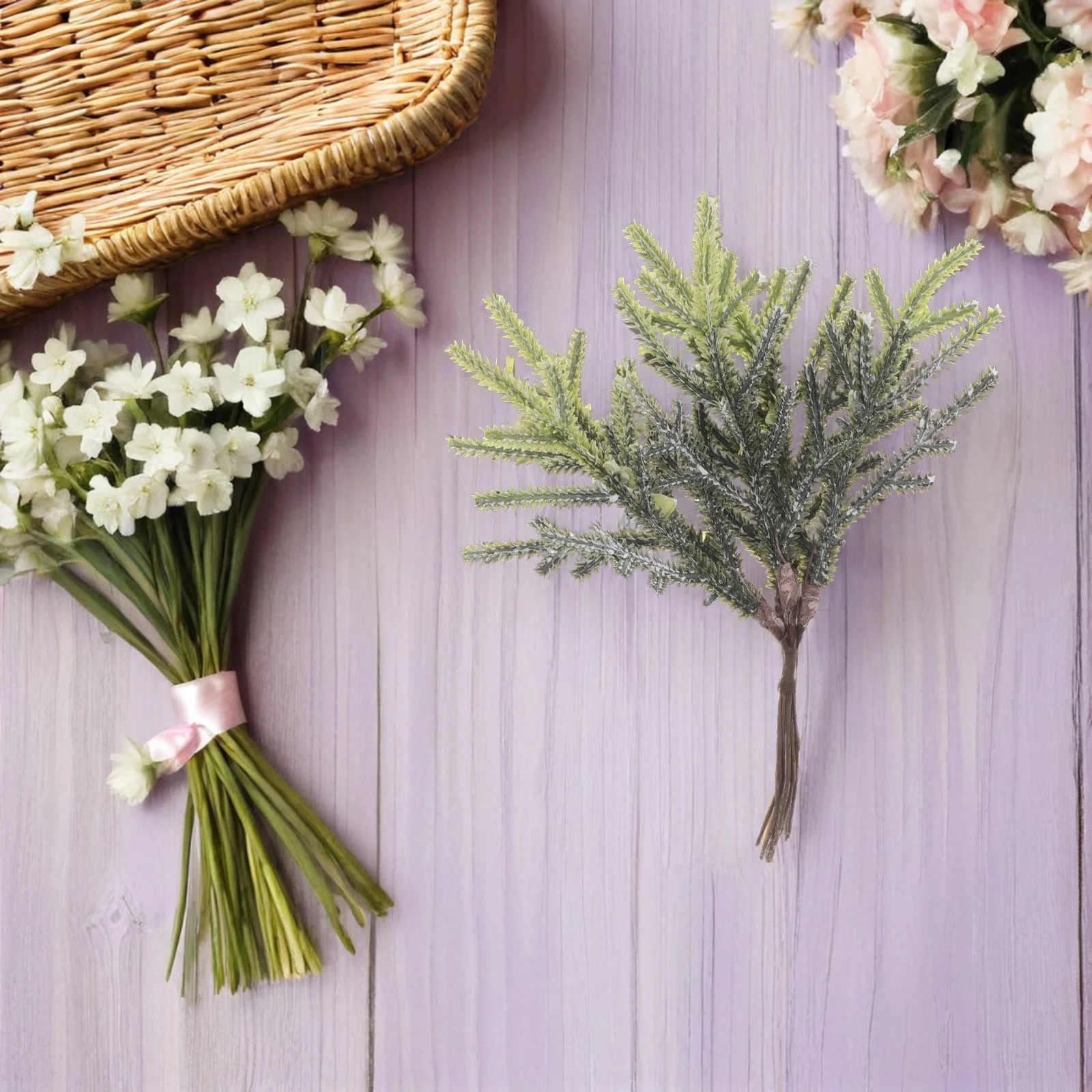 

60pcs Artificial Pine Branches Greenery Decor Realistic Faux Evergreen Stems For Christmas Tree Filler Diy Cedar Picks Holiday