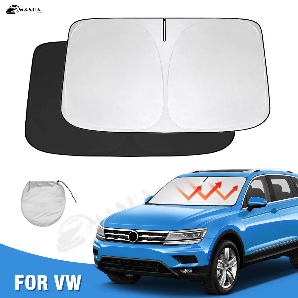 Windshield Sun Shade for Volkswagen VW Tiguan 2018 -2020 2021 2022 2023 Window Shade Foldable Sun Visor Protector Blocks UV Rays