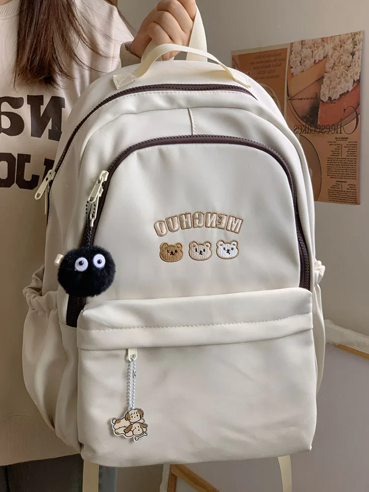 Women Backpack Kawaii Bear Embroidery Japanese Harajuku Laptop Travel Water Proof Aesthetic Y2k High Capacity School Bags Unisex