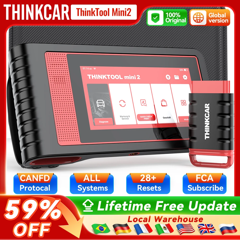 

Диагностический сканер THINKCAR THINKTOOL MINI 2 CANFD для автомобилей, OBD2, 28 функций сброса, полная диагностика системы, бесплатная диагностика