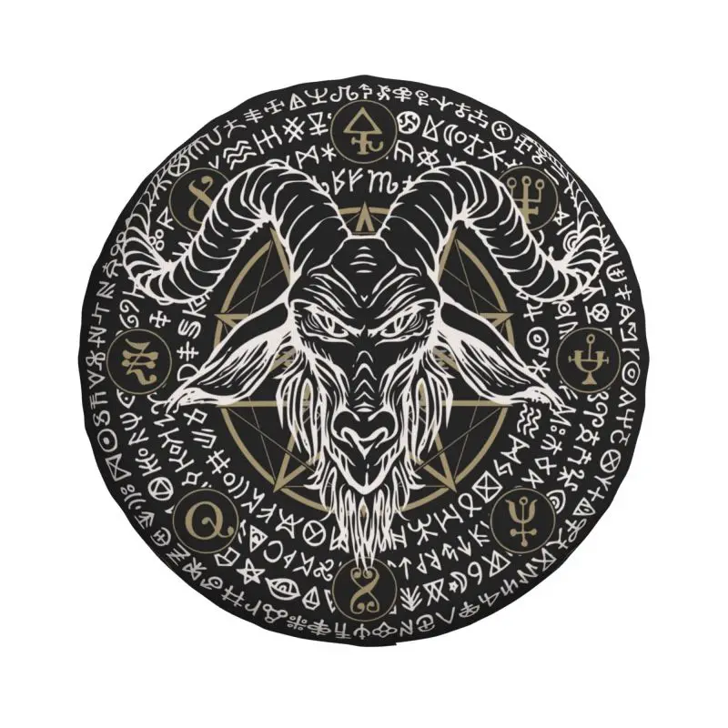 Custom Dark Devil Satan Goat Tire Cover 4WD 4x4 Trailer Baphomet Occult Spare Wheel Protector for Toyota Land Cruiser Prado