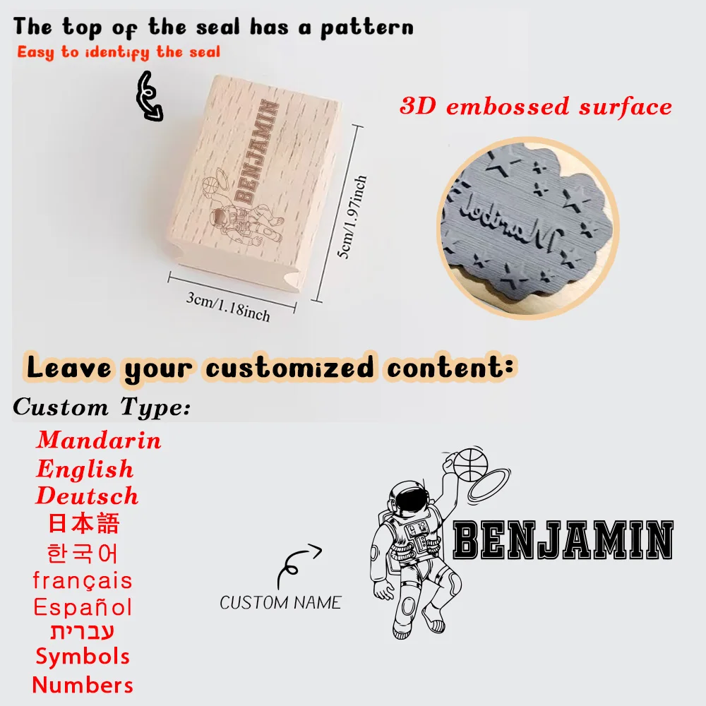 1PC NEW Personalized Name Wooden Seal For Small Business & Office Use Personalized Name Wooden Seal Daily Office Use