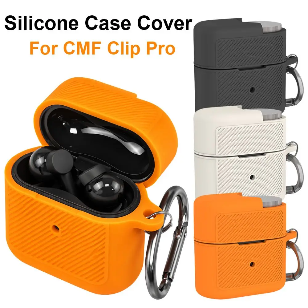 Silicone Earbuds Case With Carabiner Anti-Scratch Earphone Case Cover Simple Shockproof for CMF Clip Pro
