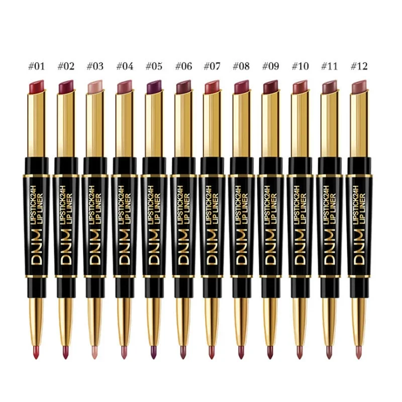 2 IN 1 Tazza antiaderente Rossetto a lunga durata Lip Liner Labbra opache impermeabili Matita Contorno Regali di San Valentino ad alta pigmentazione