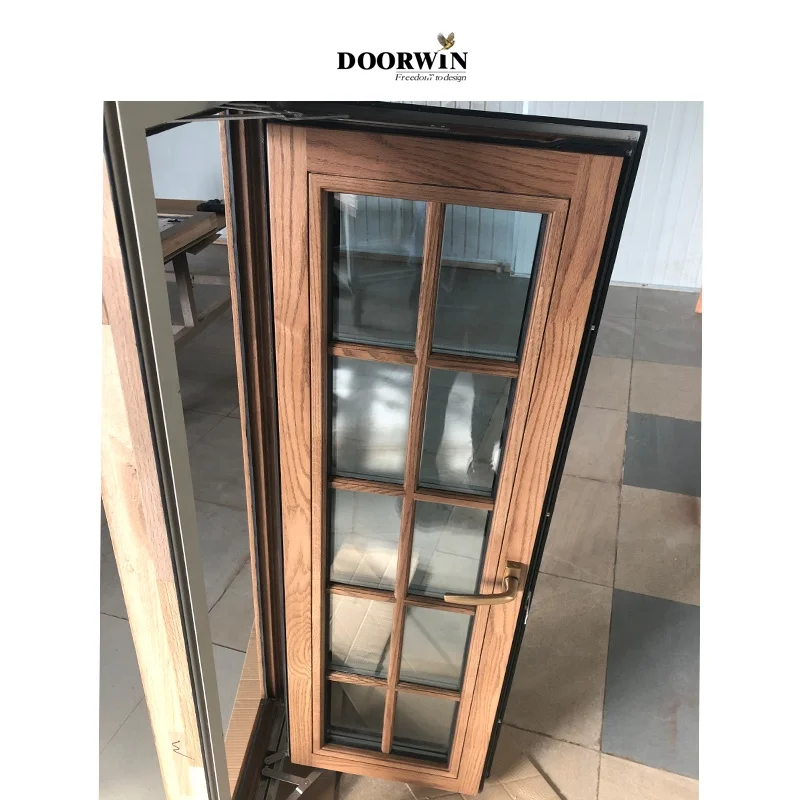 Doorwin Modern Design High Insulation Aluminum Cladding Wood Outswing Casement Windows For Mobile House