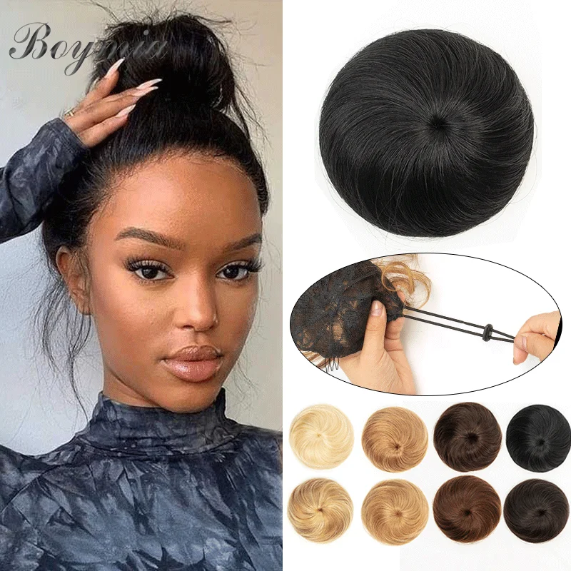 Boymia Rechte Trekkoord Paardenstaart Human Hair Extensions 6 Inch Updo Hair Buns Chignon Natuurlijk Menselijk Haar Voor Zwarte Vrouwen