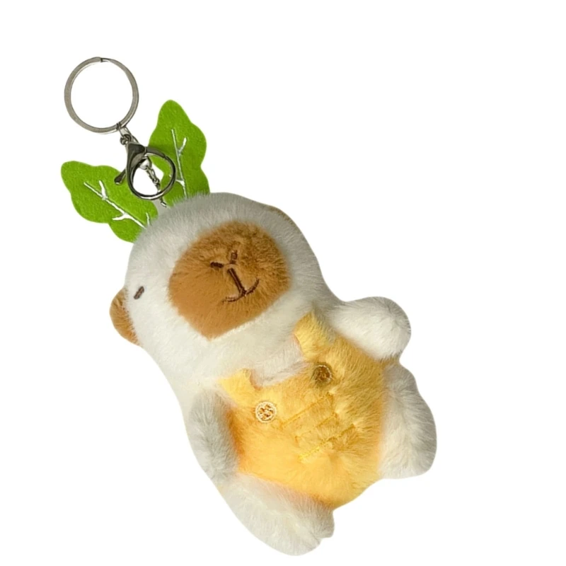 Playful Capybaras Keyring with Interchangeable Outfits Portable Sturdy Plush Key Holder Accessory Portable for All Ages