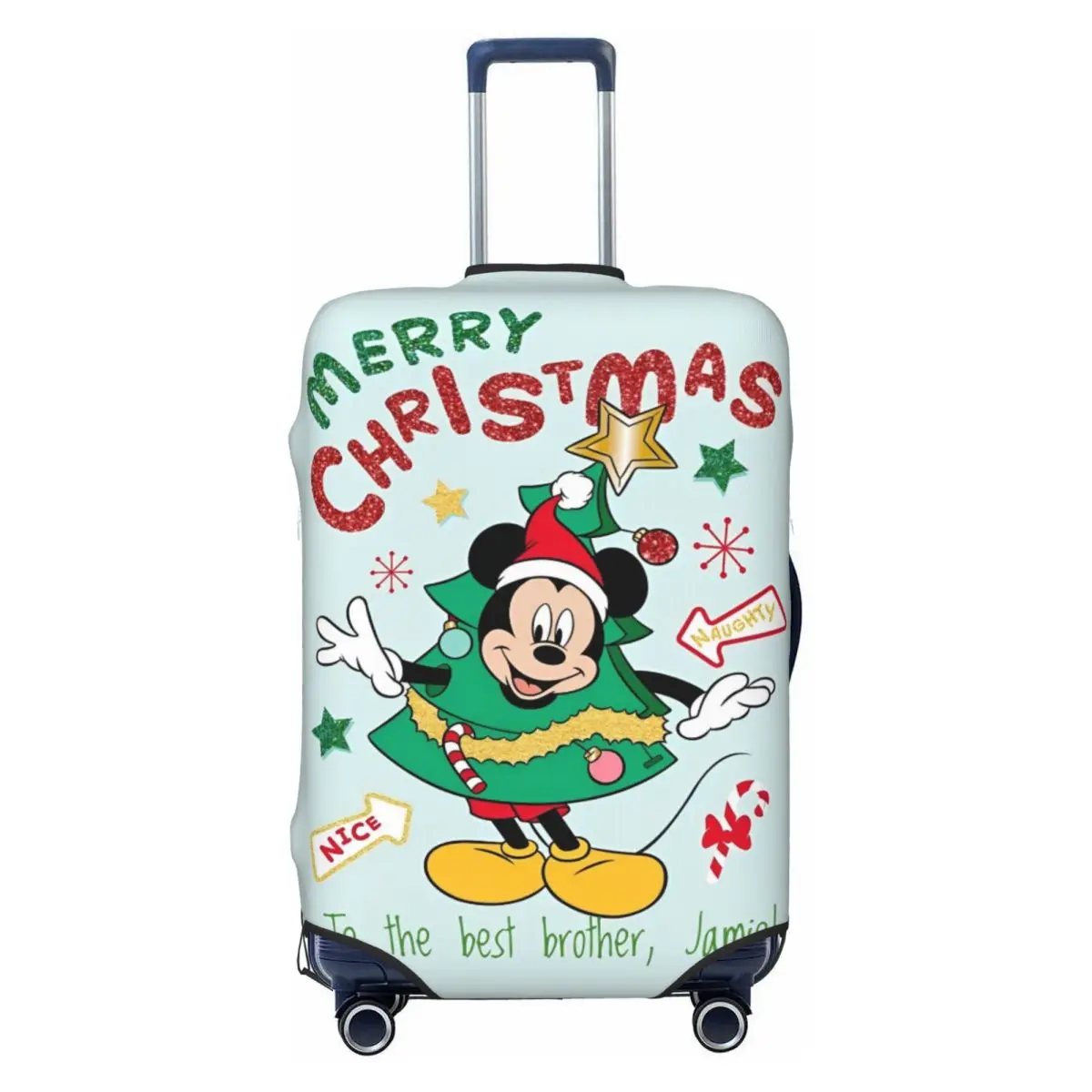 Merry Christmas Mickey And Minnie Luggage Suitcase Covers Luggage Cover Protector Scratch Resistant Travel Fits 18-32 Inch