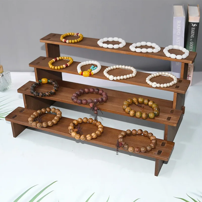 2/3/4/5 Layers Vintage Wood Display Stand Bracelet Hairpins Ring Jewelry Storage Rack Multifunctional Desktop Sundries Organzier
