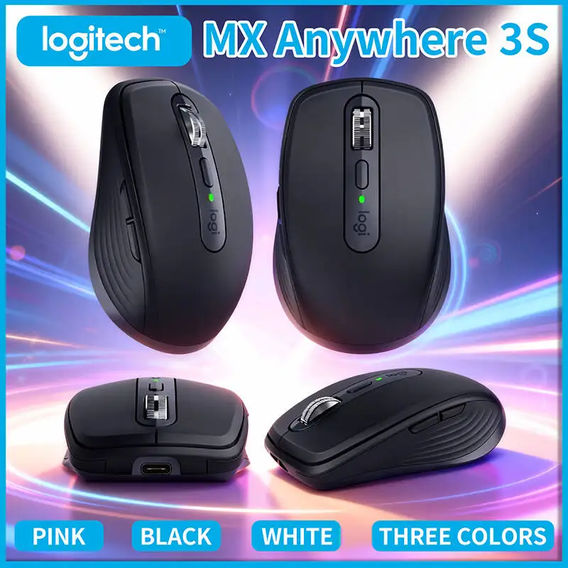 Logitech Ergonomic MX Anywhere 3S - 8000 DPI, 3-Device Connect, Silent Click, Perfect for Toy Home Office & Studio Work Task