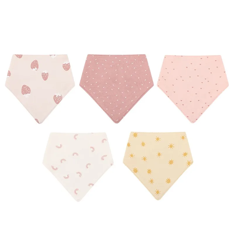 Kiddiezoom 5Pcs/Lot Baby Boy Girl Bibs Triangle Scarf Cotton Infant Bandana Newborn Feeding Saliva Towel