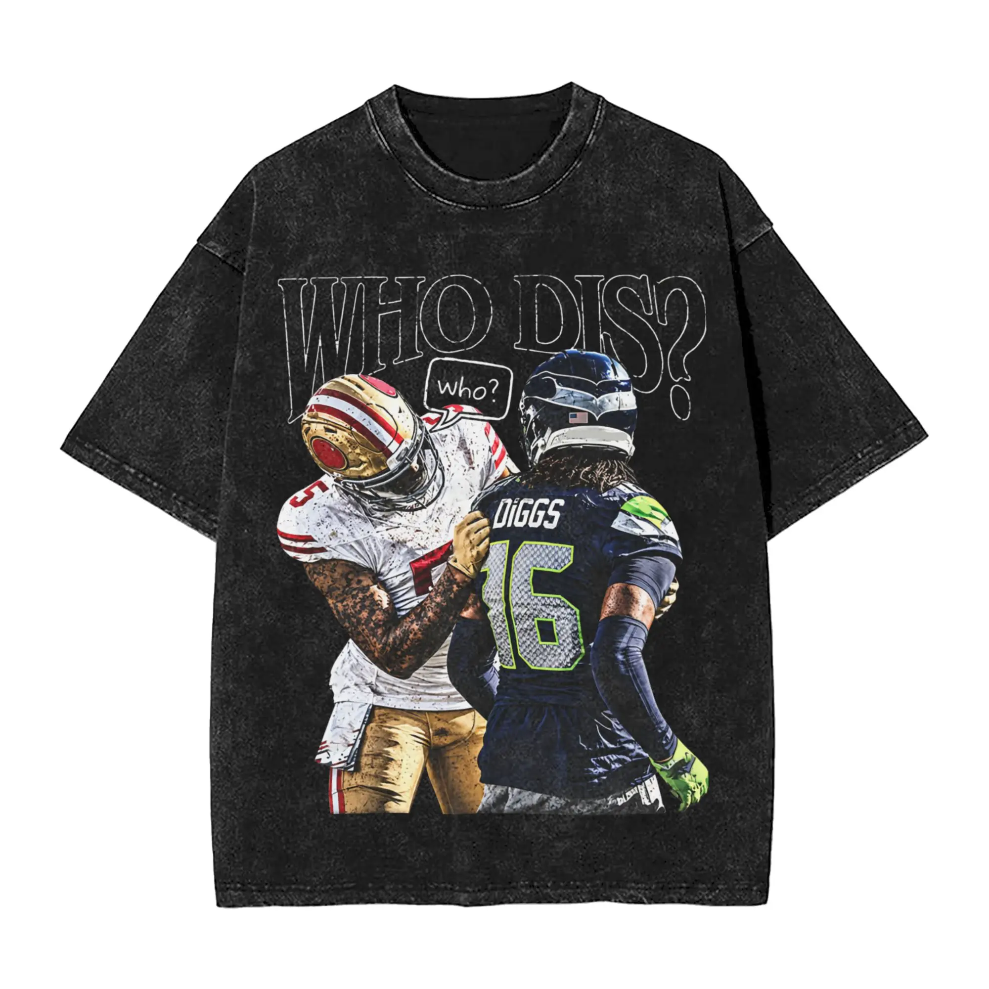 Priting Mike Evans Rugby Who Are You Vintage Washed Tshirt Men Round Neck Short Sleeve Tops Shirts  Cotton Summer Top Tee