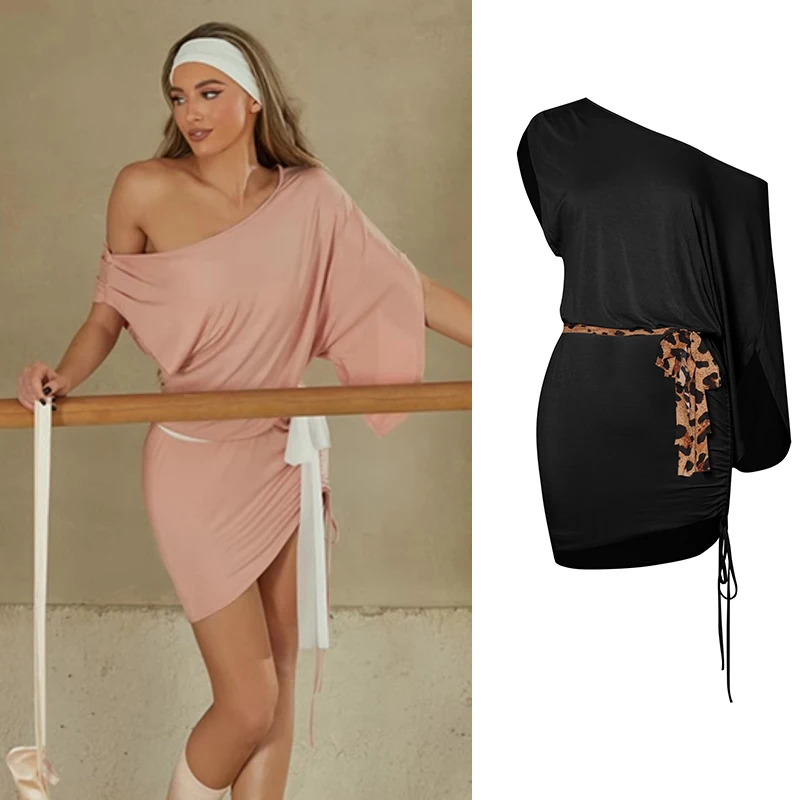 

ZYM платье для латинских танцев с наклонными плечами и поясом, праздничное платье для взрослых, женские платья для соревнований по латинским танцам чача, сценические костюмы SL13020