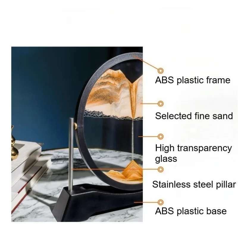 Sandscape Moving Sand Art Frame Quicksand 3D Dynamic Liquid Hourglass Kinetic Sand Painting Flowing Sand Office Home Decor Gifts