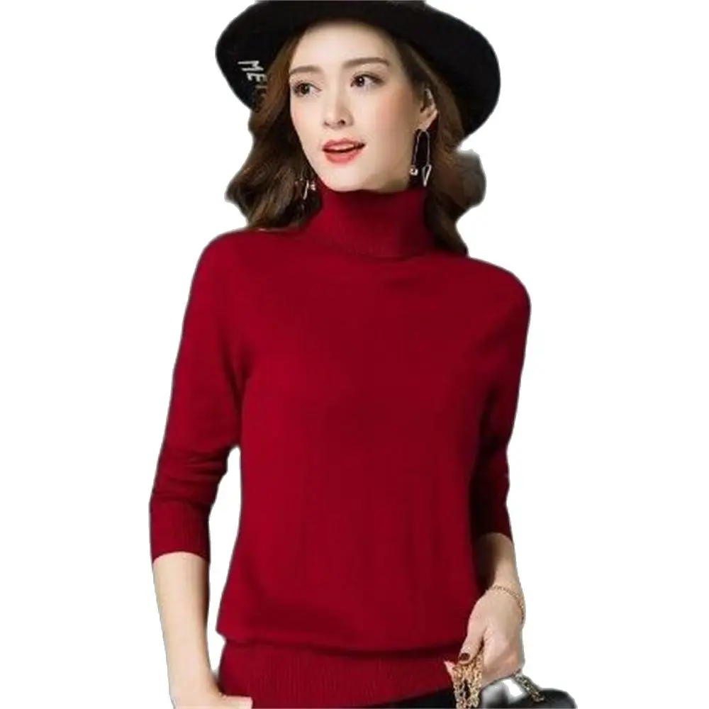 Turtleneck Sweaters Women Winter Cotton Long Sleeve Women Knit Tops Women Pull Femme Knit Pullover Womens Jumpers 2024 Spring