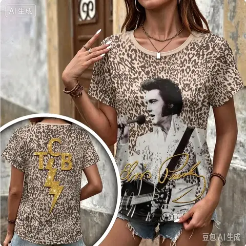 2026-27 New Elvis Presley Women's Jersey 3D Printed Y2K Casual Quick Drying T-shirt, Suitable for Daily Wear and Training Wear