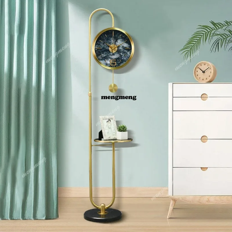 Floor clock living room household pure copper decorative vertical clock silent large clock
