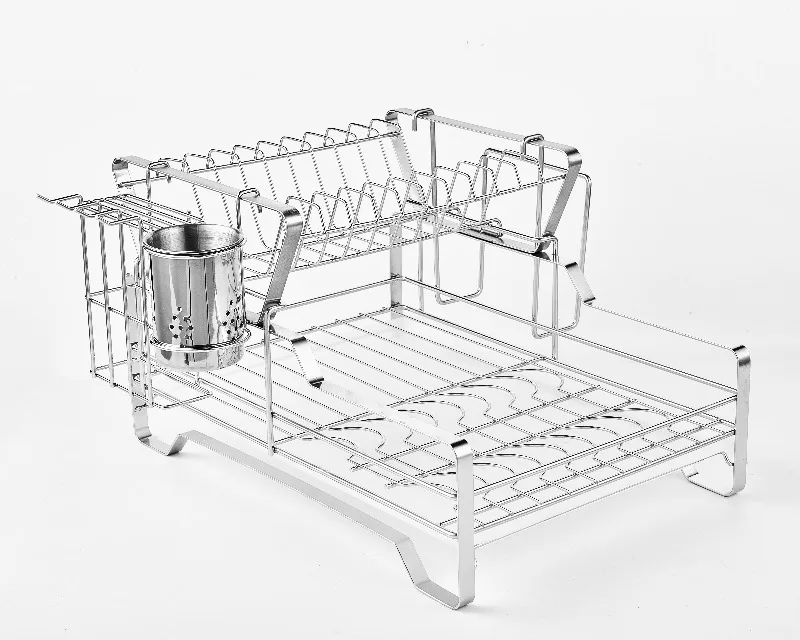 Multifunctional double-layer 304 steel bowl rack