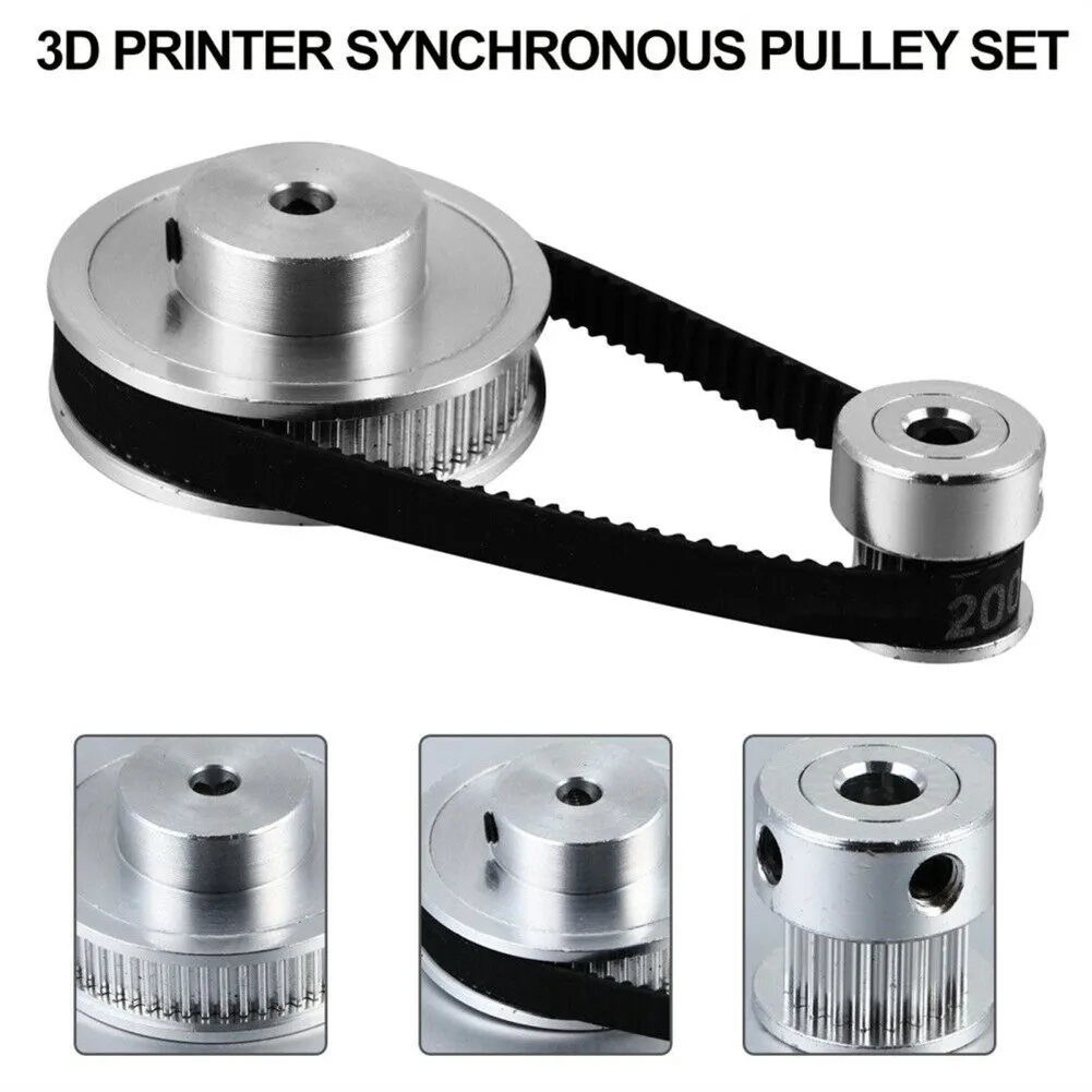 Timing Belt Closed Loop 200mm Pulley 20 Teeth And 60 Teeth Inner Hole 5mm Kit For 3D Printer Replacement Part