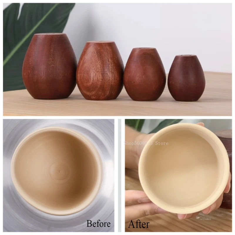 Töpferei-Teekanne aus lila Ton, rundes Mundstück, eiförmiges Werkzeug, Holzei, DIY-Herstellung, Keramik-Teekanne, rundes Mundstück, Hilfswerkzeug – Detail 4
