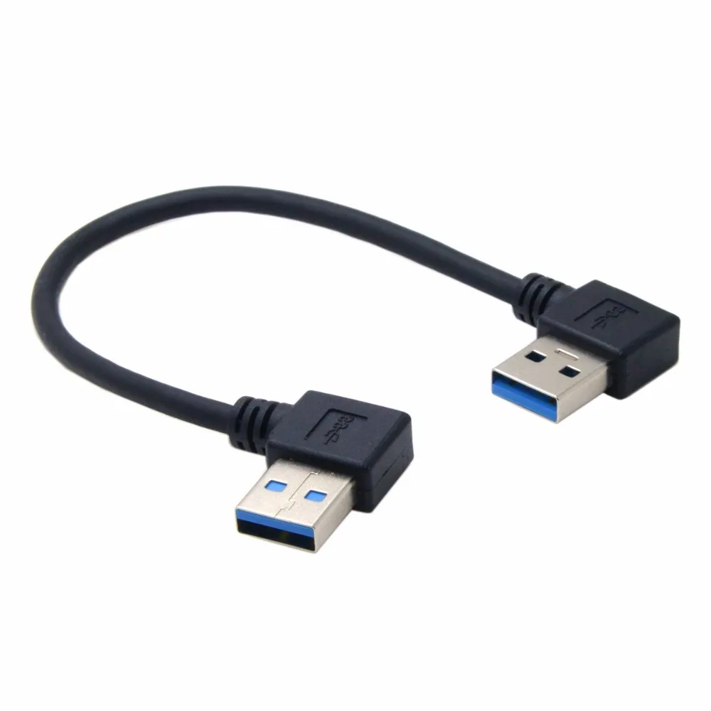 New USB 3.0 Type A Male 90 Degree Left Angled to USB 3.0 A Type Right Angled Extension Cable