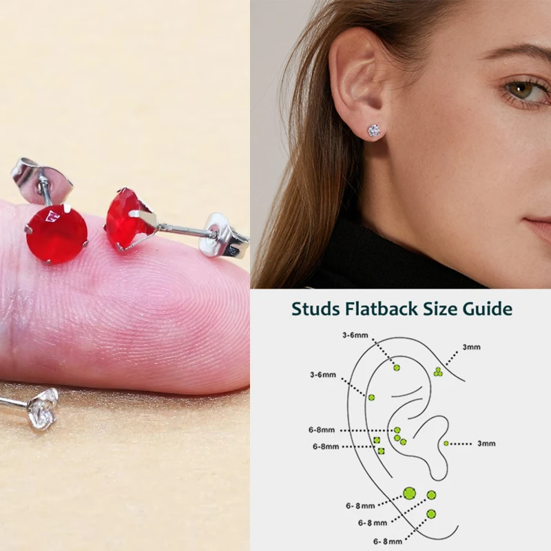 

Stainless Steel Earrings Anti-tarnish Hypoallergenic Minimalist 6MM Old Red Zircon Studs Luxe Jewelry For Women 004