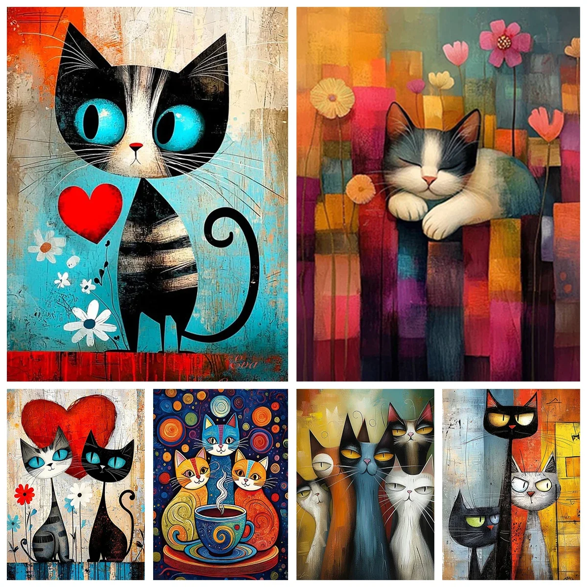 Geometrische abstrakte Tiere 5D Diamant Malerei geometrische Katze Wandbilder DIY mag Diamant Stickerei Home Wand Dekor Kunsthandwerk