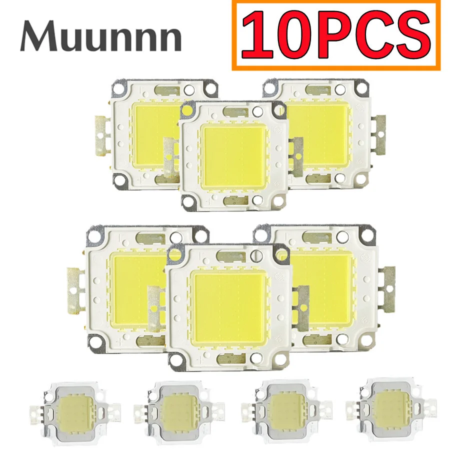 10 pz di alta qualità LED perline Chip 10W 20W 30W 50W 100W LED COB Chip bianco caldo bianco per faretto luce di inondazione fai da te