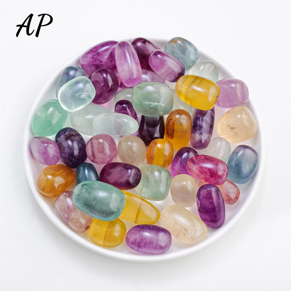 3pcs/bag Natural Crystal Rainbow Fluorite Tumble Stone Energy Gemstone Colorful Fluorite Garden Swimming Pool Healing Stone Gift