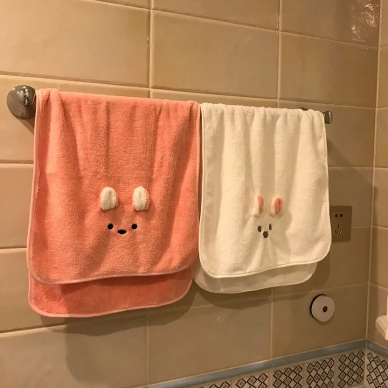 Cute Coral Fleece Face Towel Students Bathroom Washcloth 35x75cm Soft Super Absorbent Toalla Household Ins Korean Style